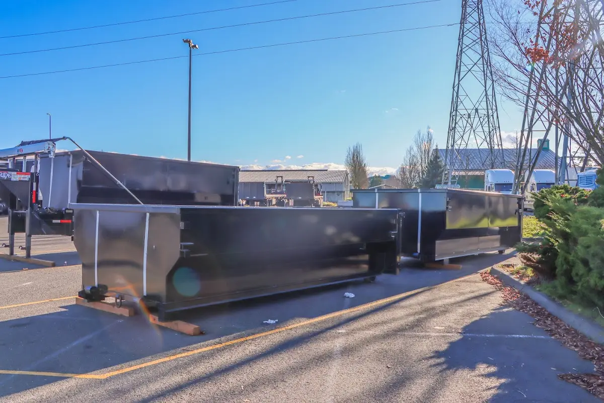 Roll-off dumpster ready for waste disposal at job site for Yard Waste Dumpster Rental in Colebrookdale